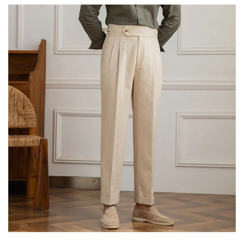 Men's High Waist Straight Pants