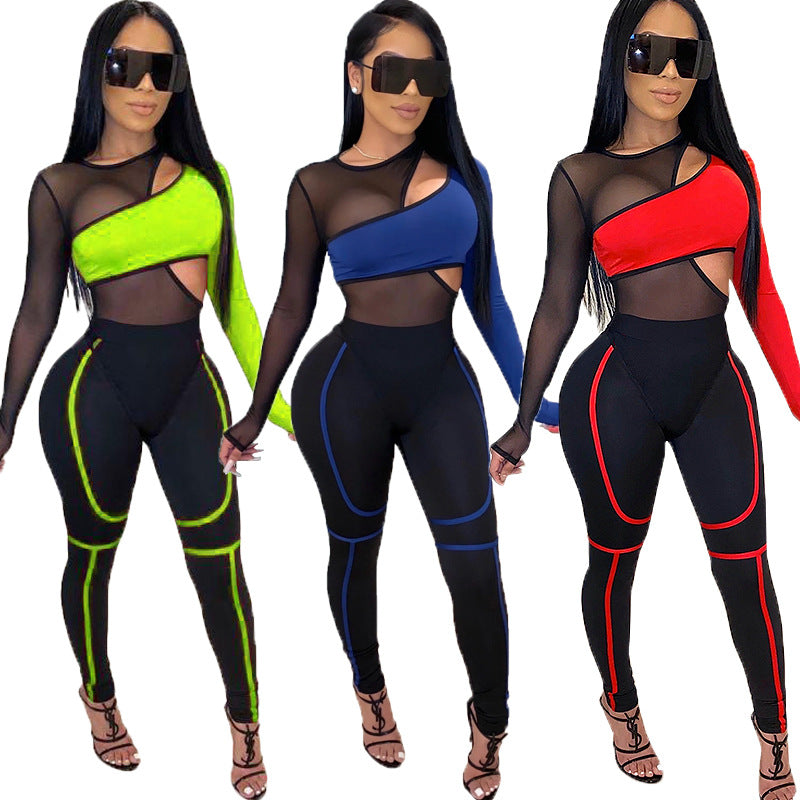 Women's Sexy Sports Set with Mesh Bikini and Leggings