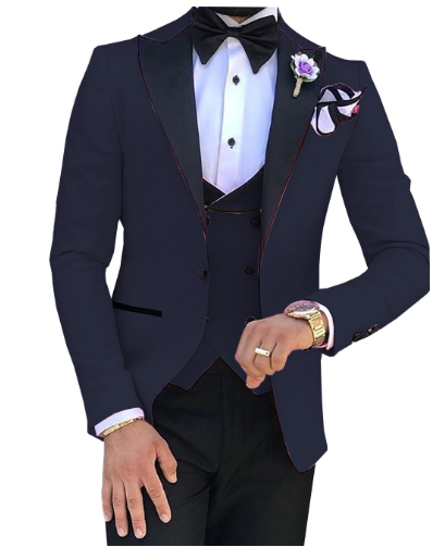 Men's Slim Fit 3-Piece Suit for Weddings and Events