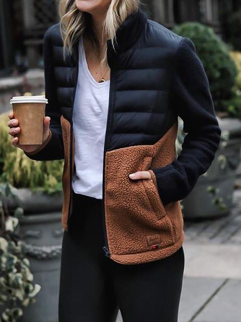Fashion Patchwork Slim Fit Down Jacket