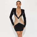 Graceful Rhinestones Tassel V-neck One-piece Dress