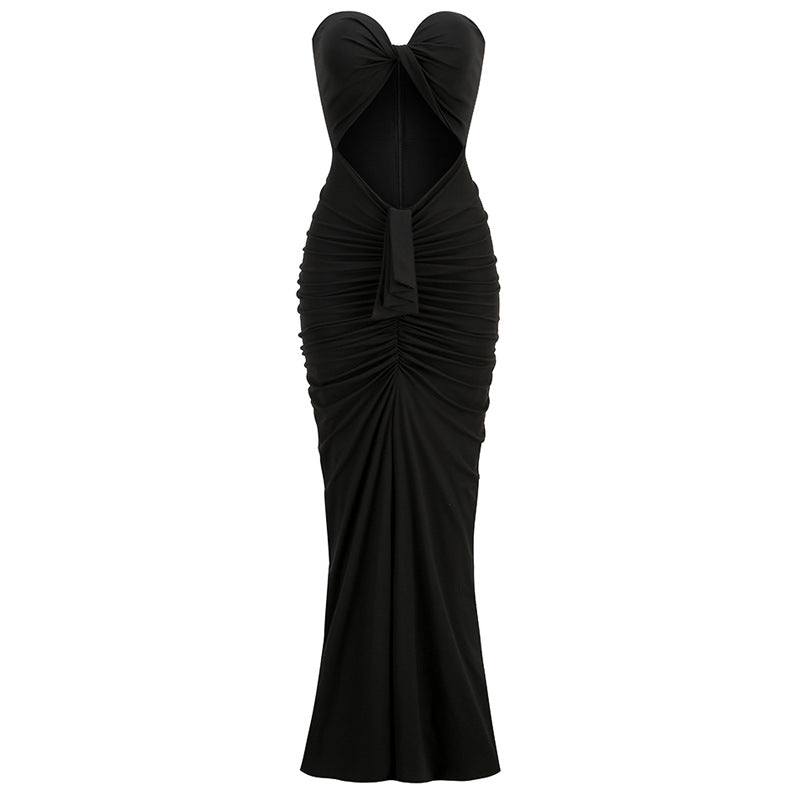 Irregular Hem Party Dress with Exposed Navel Design