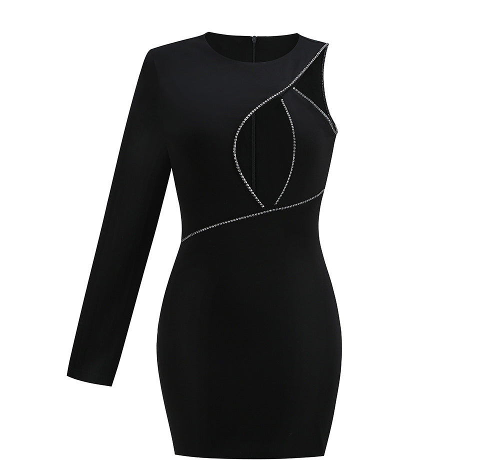 Women's Diamond Chain Skinny Sheath Shoulder Dress