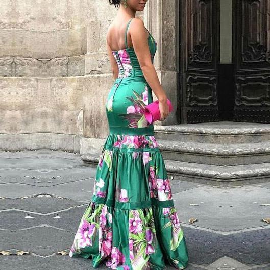 Elegant Women's Long Evening Dress with Straps