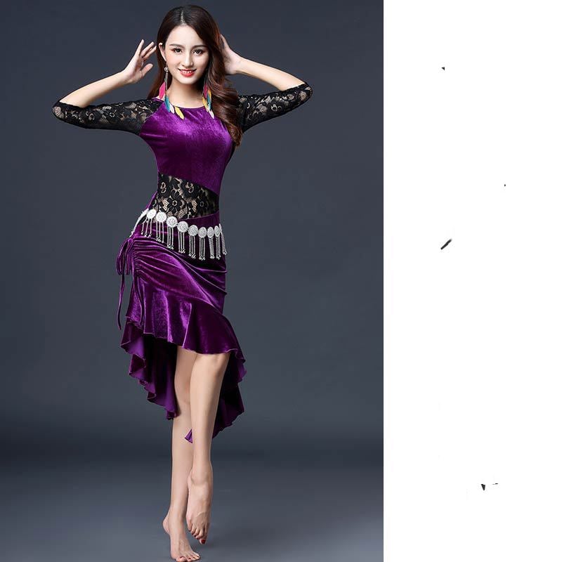 Golden Velvet Latin Dance Performance Practice Outfit