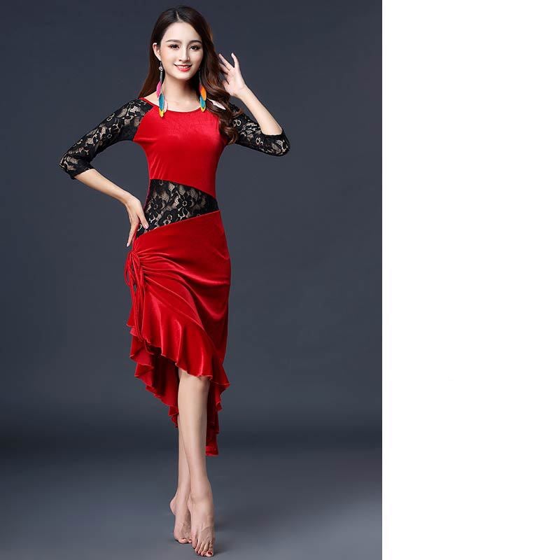 Golden Velvet Latin Dance Performance Practice Outfit
