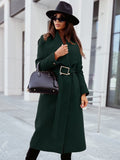 Women's V-Neck Long Sleeve Woolen Tie Jacket