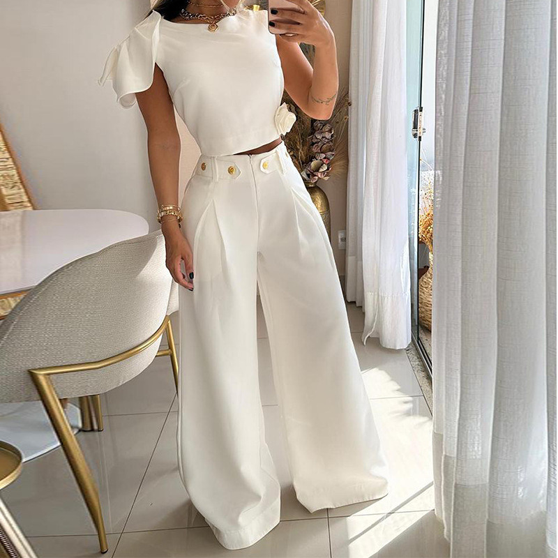 WOLFF Women's Sleeveless Top and Wide Leg Pants Set