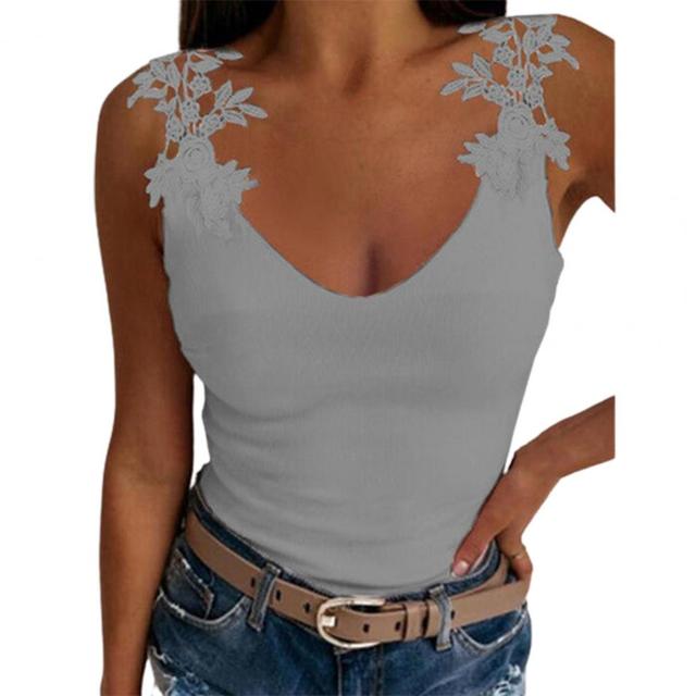 Women's Slim Elastic Lace Vest in Solid Color