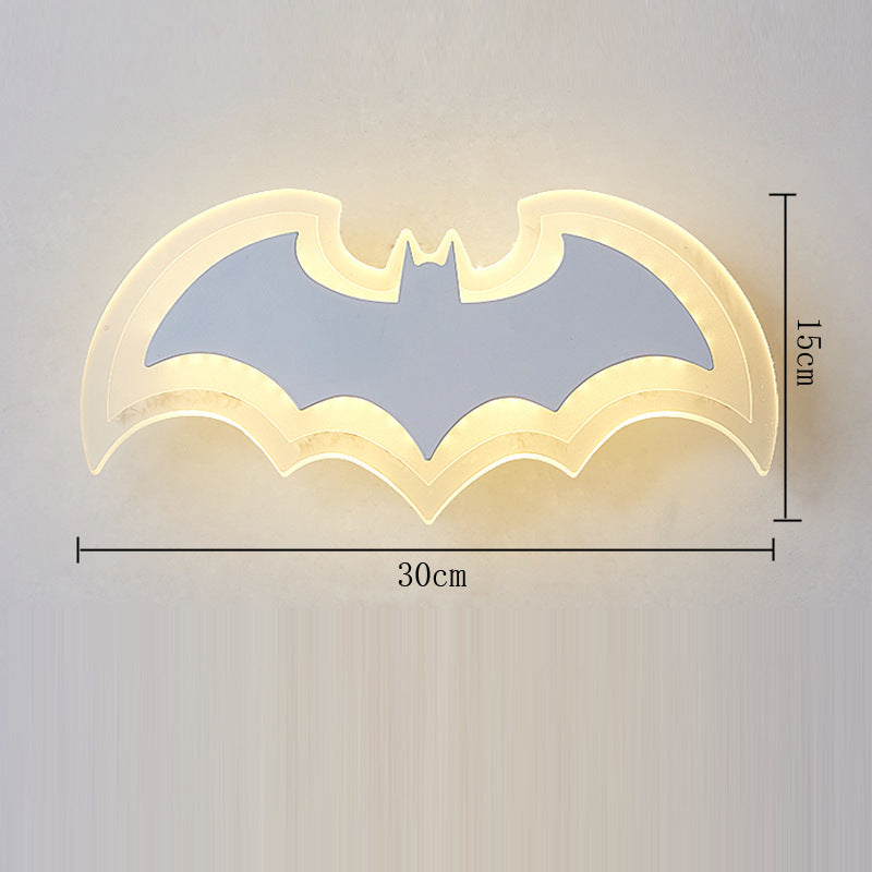 LED Acrylic Bat Wall Light for Creative Bedroom
