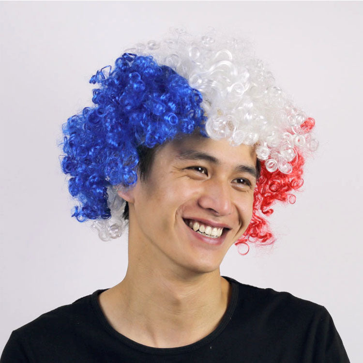 European Cup World Cup Flag Color Wig for Parties