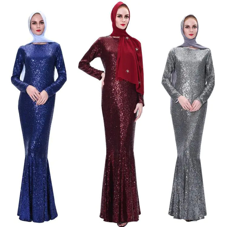 2020 Ramadan Sequin Mermaid Dress for Muslim Women