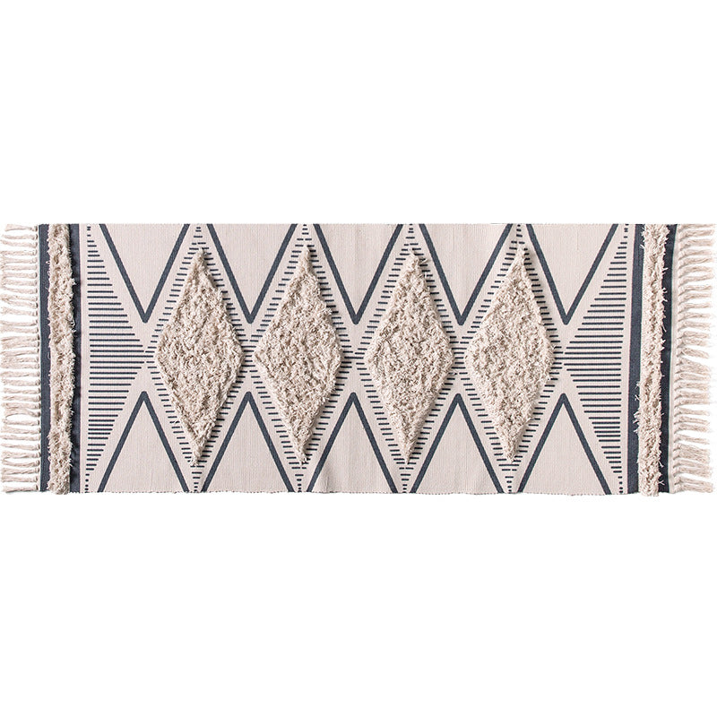 Non-Slip Cotton Bathroom Mat with Woven Design