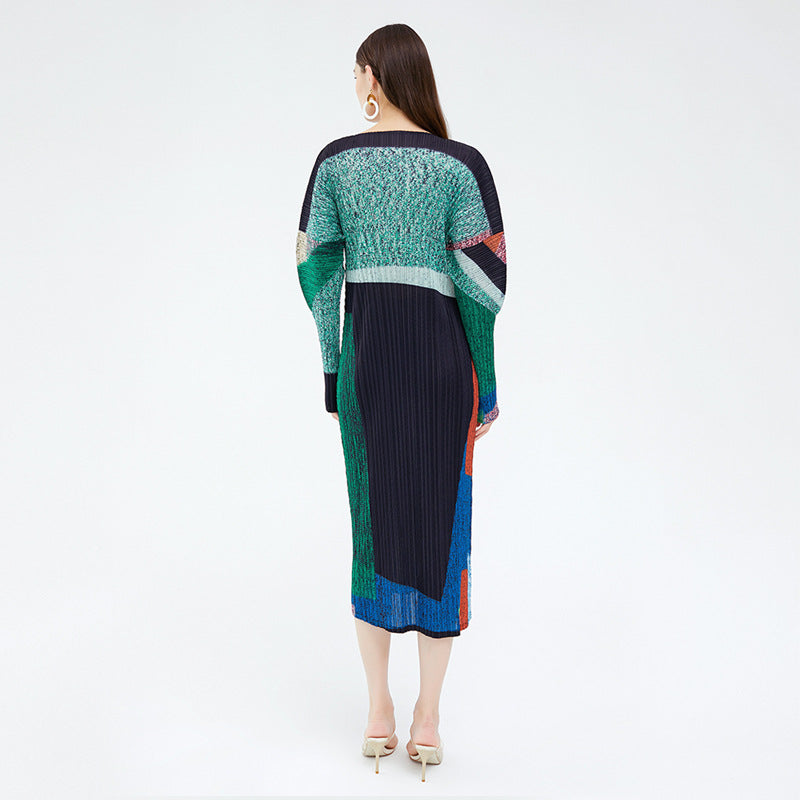 2024 Women's Spring Long Printed Pleated Dress