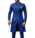 Men's Casual Double-Breasted Long Suit (Two-Piece Set)