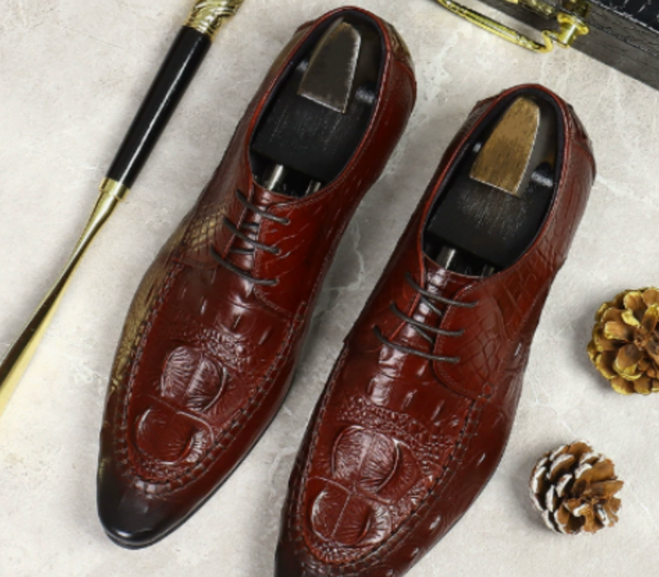 Crocodile Pattern British Men's Dress Shoes