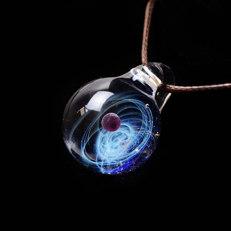 Creative Glass Pendant Necklace with Nebula Elements