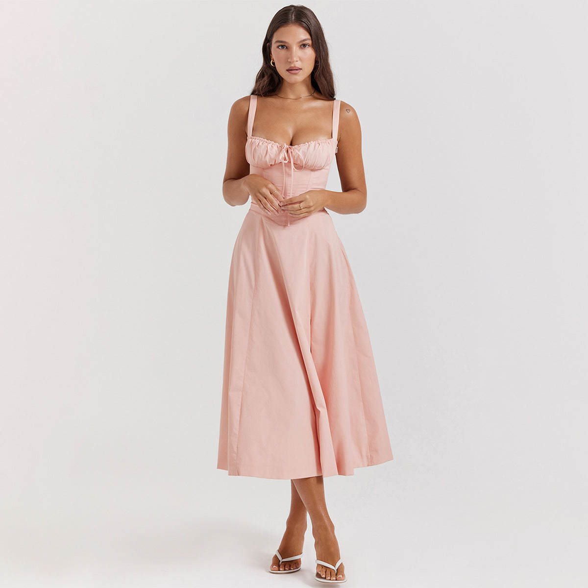 Sexy Backless Floral Midi Dress for Vacation Style