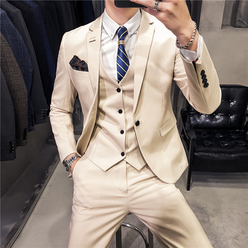 Slim Fit One-Button Business Three-Piece Suit