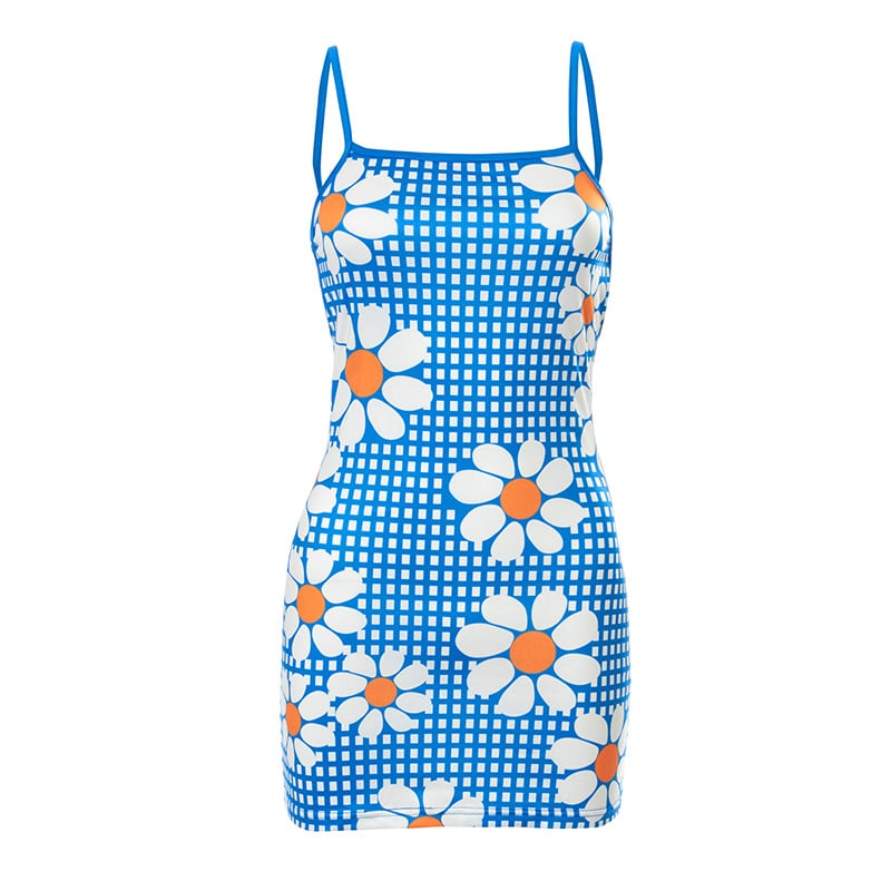 Sling Sleeveless Printed Backless Women's Short Skirt