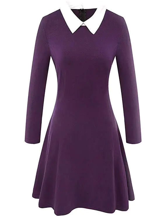 2020 Autumn Winter Women's Cotton Dress with Flare Skirt