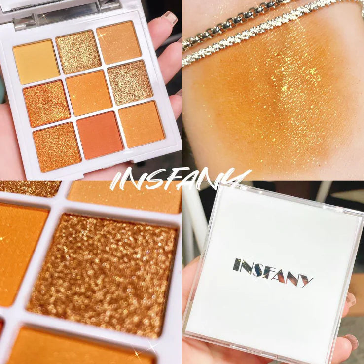 INSFANY 9 Sunset Red Brown Eyeshadow Highlighting Palette
