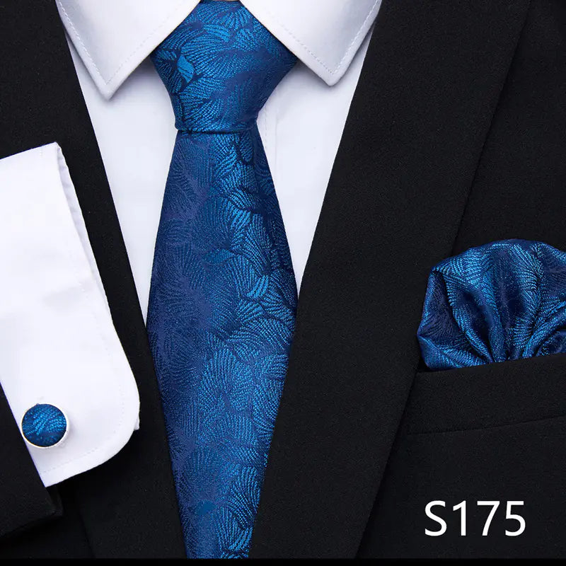 Korean Style Floral Tie and Pocket Square Set for Men