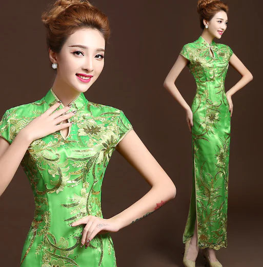 2020 Autumn Winter New Bride Red Long Cheongsam Dress