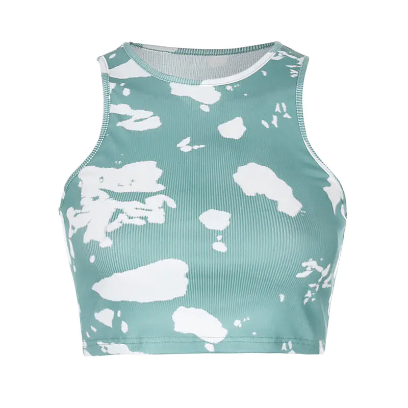 2020 Summer Tie-Dye Print High-Stretch Crop Top