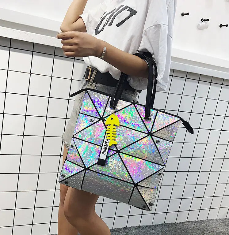 Trendy High-End Laser Shoulder Tote Bag for Classes