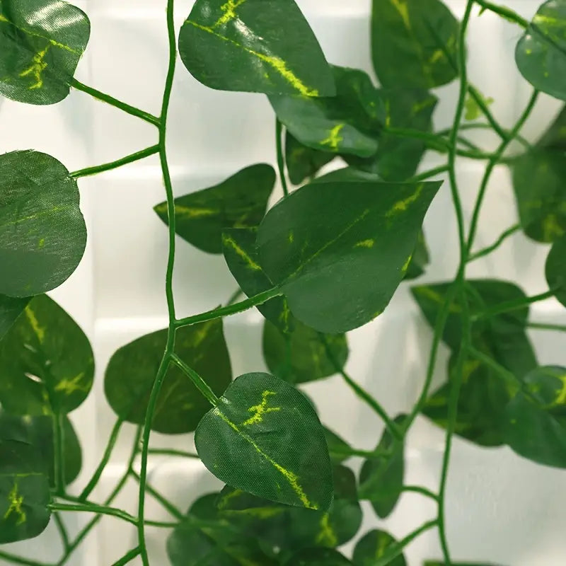 12pcs Artificial Green Leaf Hanging Vine for Decor