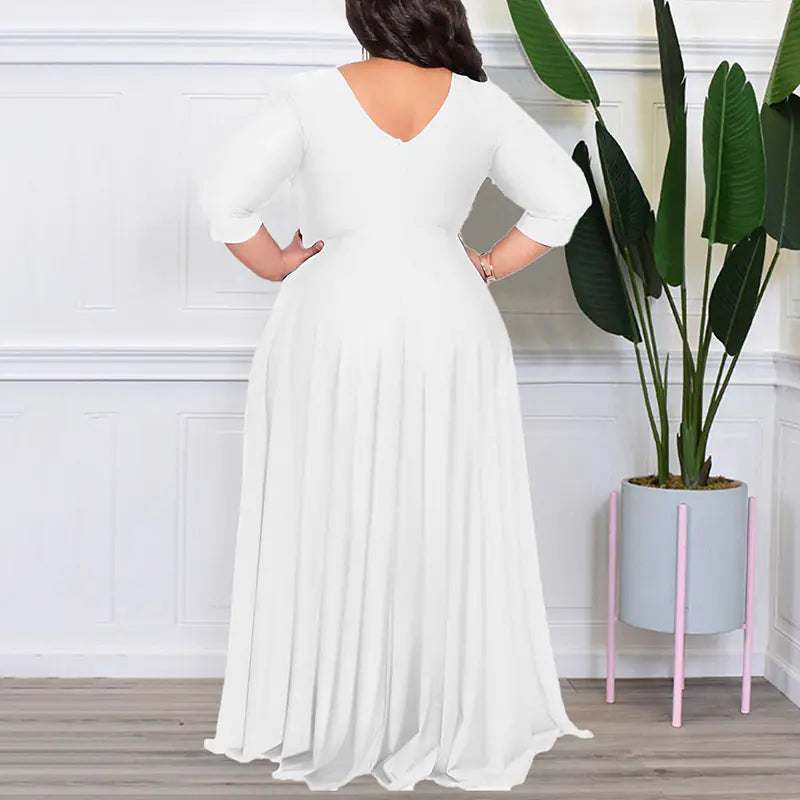 Elegant Solid Color Skirt Dress for Women (Large Size)