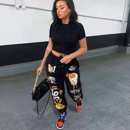 Men's Wide Leg Loose Street Pants in Washed Denim