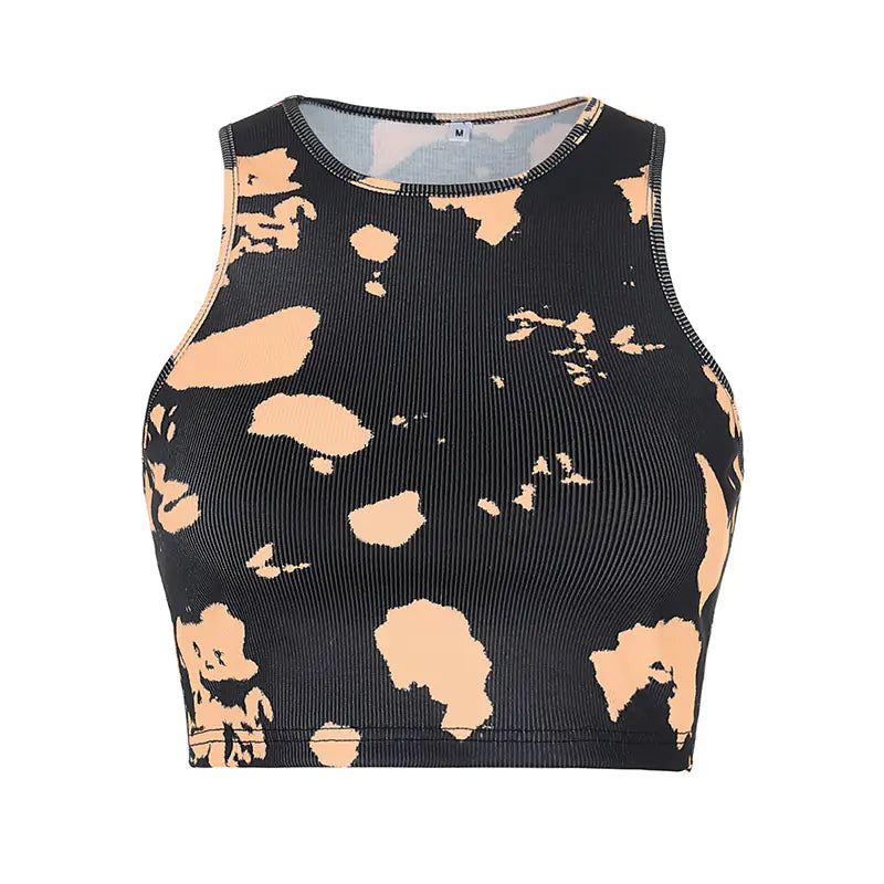 2020 Summer Tie-Dye Print High-Stretch Crop Top