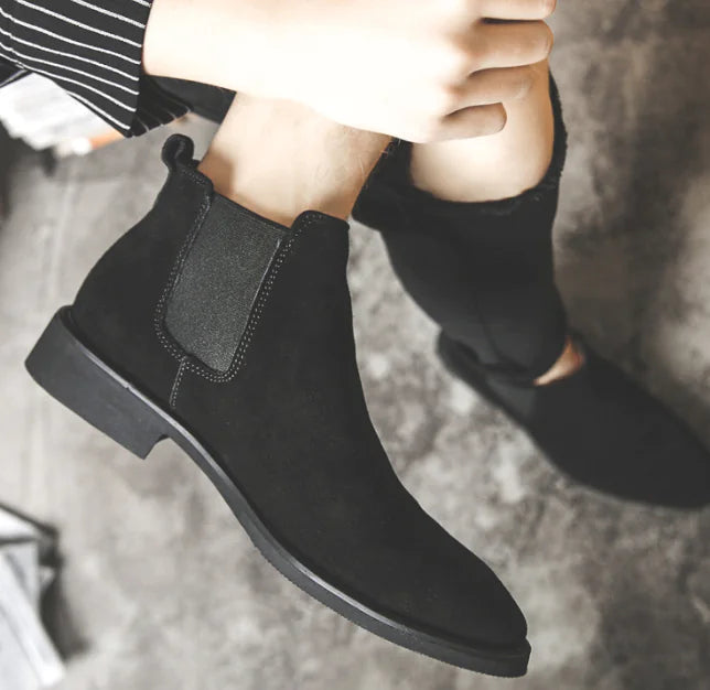 Men's High-Top Leather Chelsea Ankle Boots