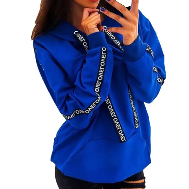 Women's Oversized Alphabet Ribbon Hoodie Plus Size 18+