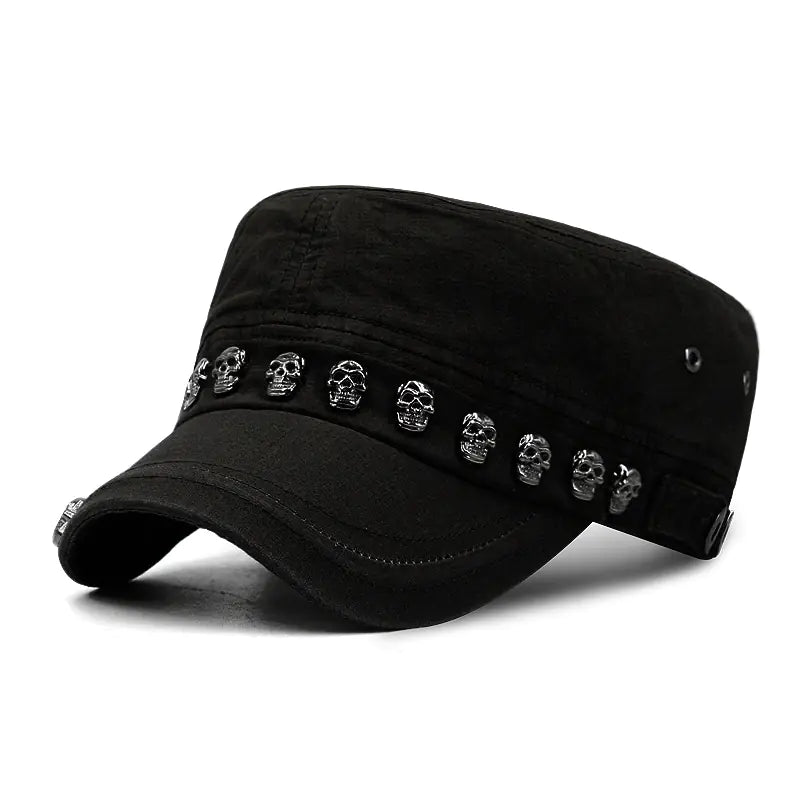Rivet-Studded Flat Top Hat for Fashion Enthusiasts