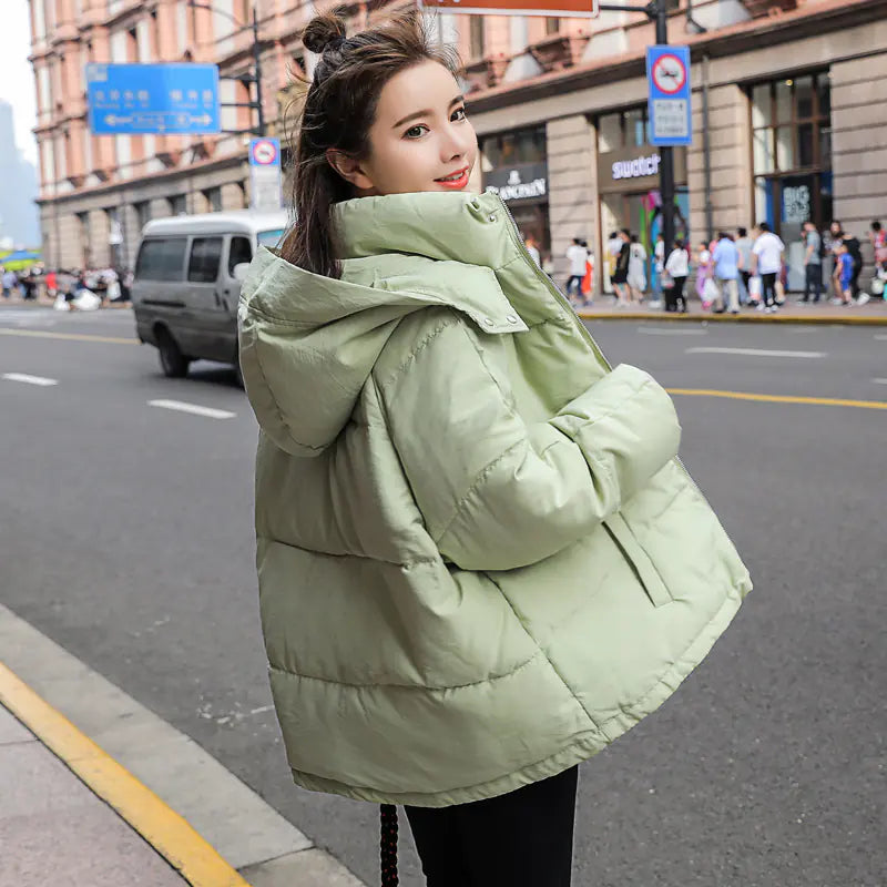 Chic Short Cotton Padded Jacket with Loose Fit