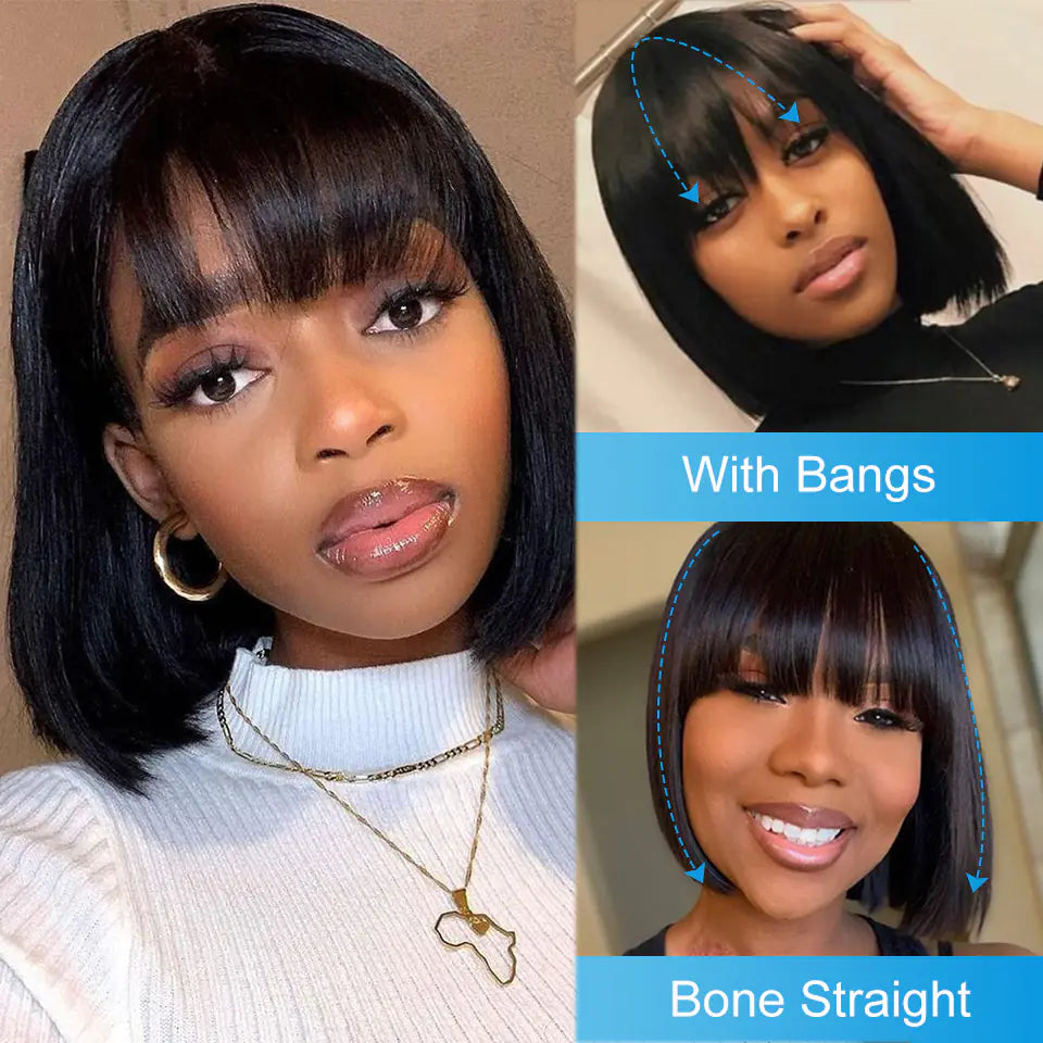 EASIHAIR Long Wine Red Gradient Fashion Wig with Bangs