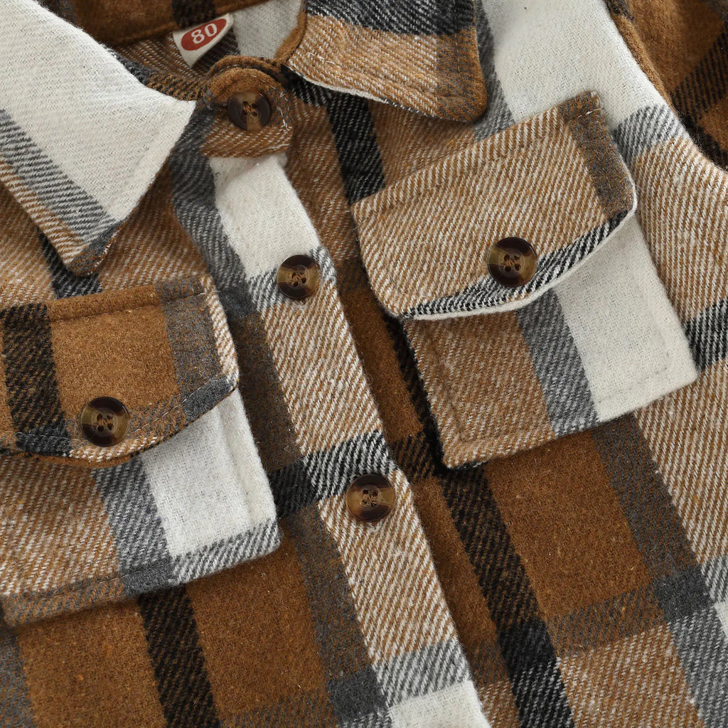 Plaid Shirt Jacket for Baby Girls - Long Sleeve Cardigan