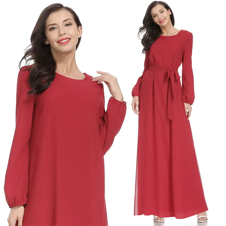 2020 Long Robe with Belt and Bow Plus Size Dress