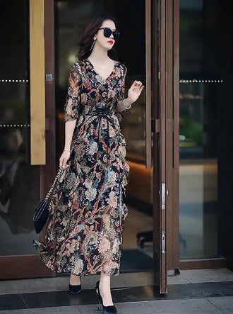 French Style Floral Doll Dress with Bell Sleeves