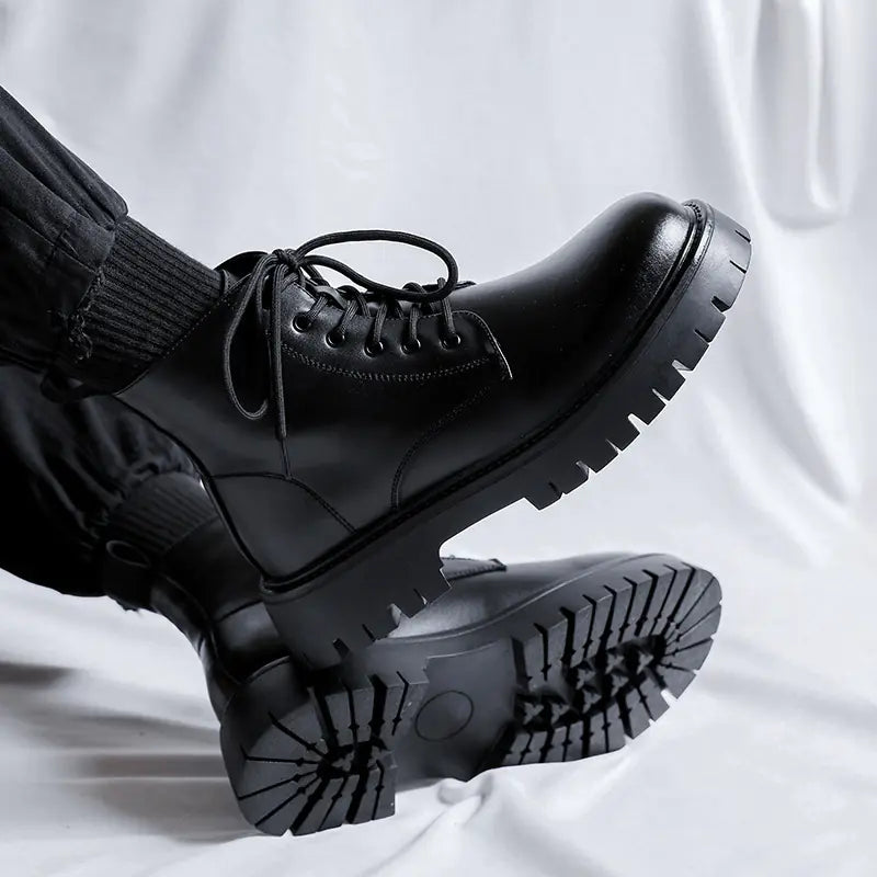 Men's Chelsea Ankle Boots - High-Top Leather Martin Boot