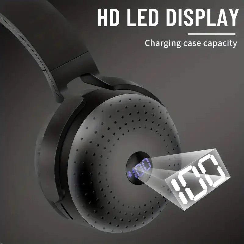Wireless HiFi Stereo Headsets with Built-in Mic and Power Display
