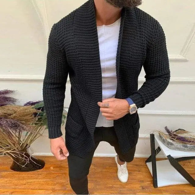 Men's Casual V-Neck Knitted Cardigan for Autumn/Winter