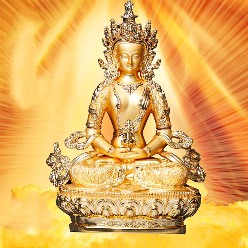 5-Inch Alloy Long Life Buddha Statue for Home Decor