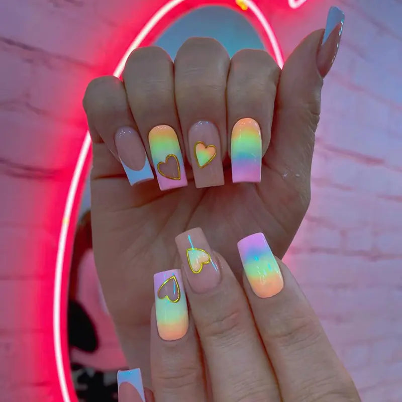 Valentine's Day Press-On Nail Set with Heart Designs