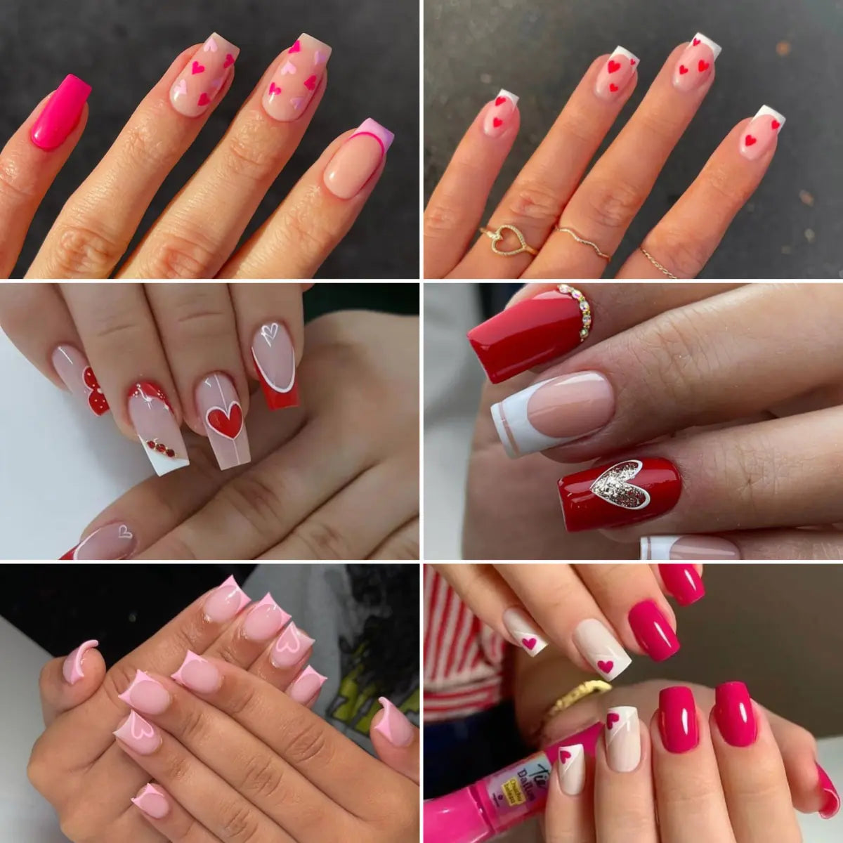 Valentine's Day Press-On Nail Set with Heart Designs
