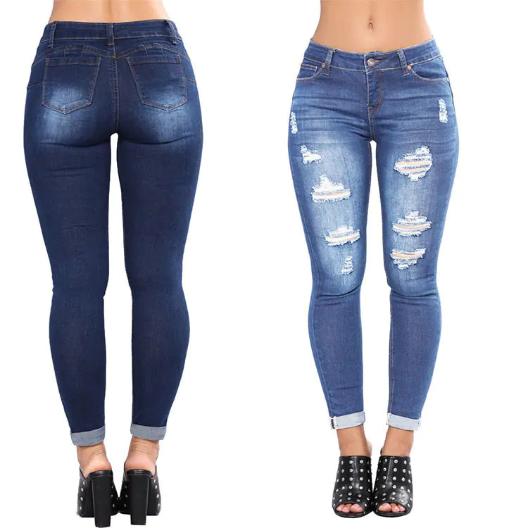 Women's Slim Fit Ripped Denim Jeans