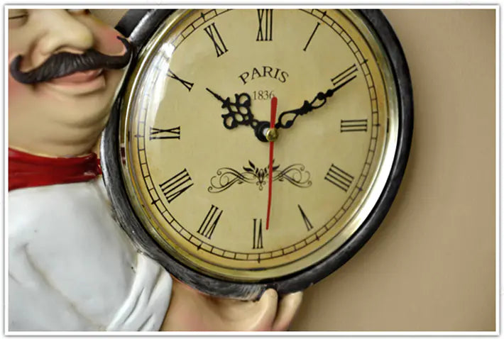 3D Chef Wall Clock - Creative Kitchen Decor